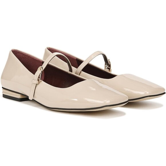 Franco Sarto Womens Beige Patent Faux Leather Tinsley Mary Jane Ballet Flats - Picture 7 of 9